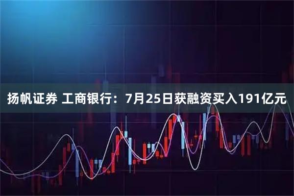 扬帆证券 工商银行：7月25日获融资买入191亿元